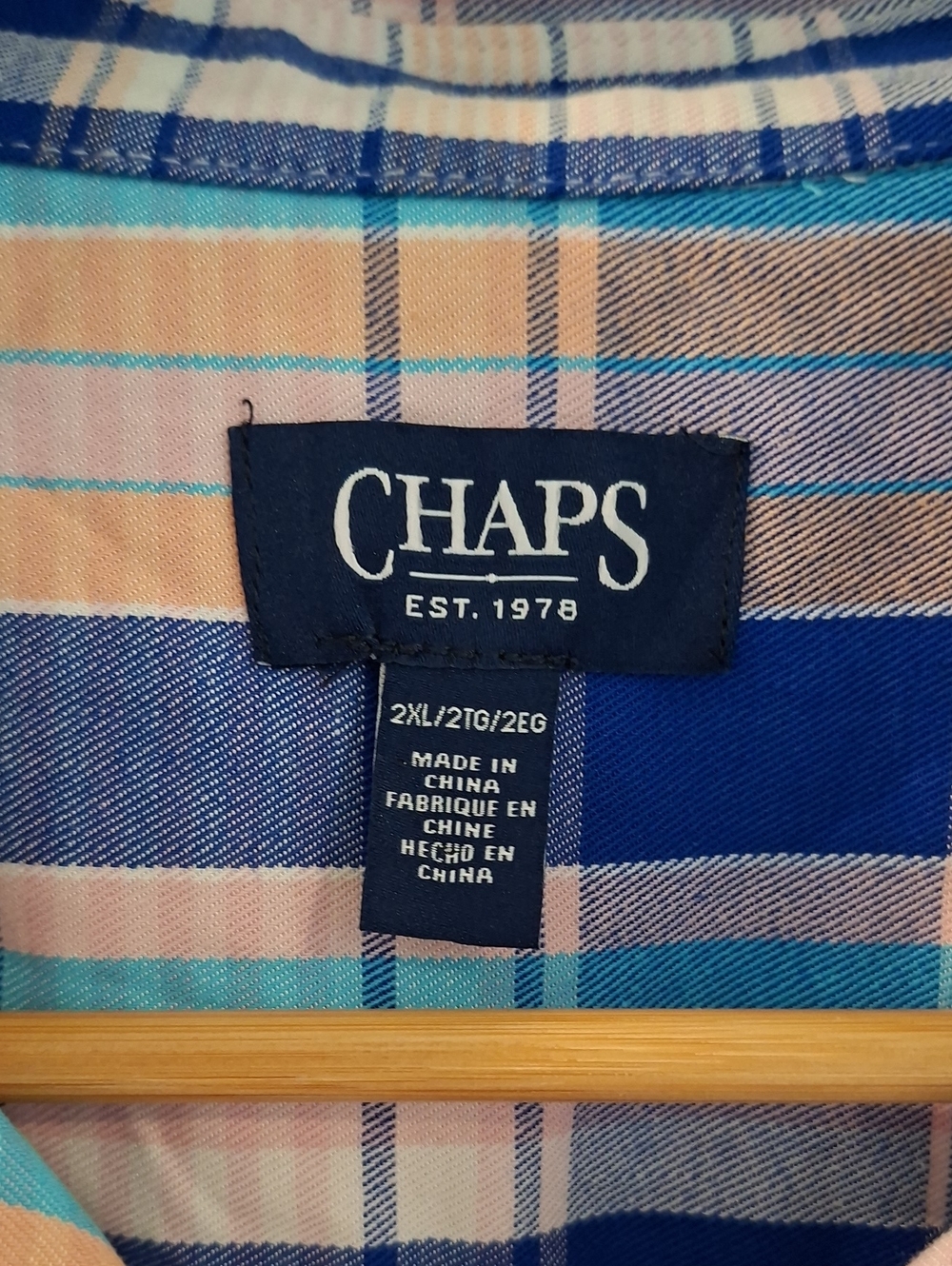 NWOT Chaps Orange & Blue Plaid Tie-waist Flutter-hem Shirt Dress (Size 2XL) - Picture 2 of 9